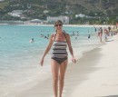 Laura taking a stroll on the beach